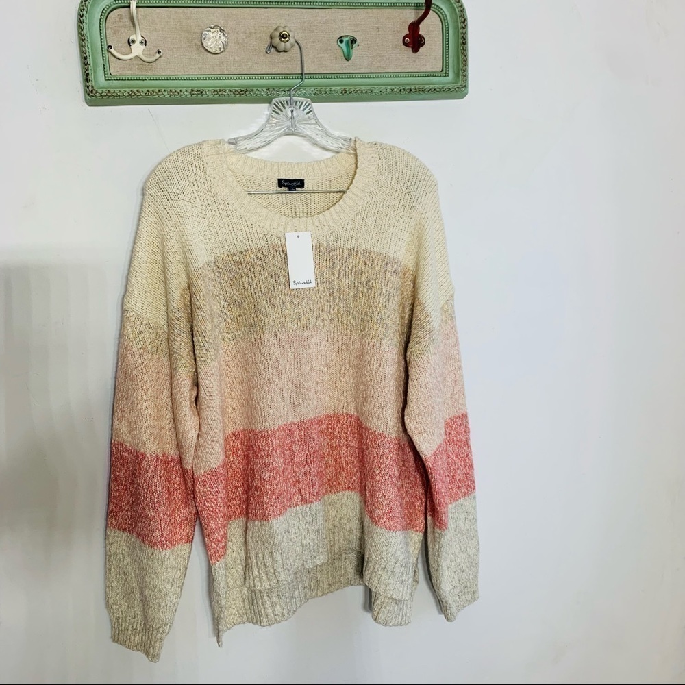 Splendid Color block Neutral pink stripe cotton acrylic Woven pullover XL